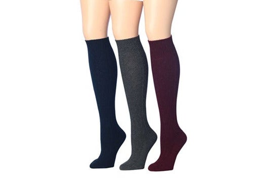 Three knee-high socks.